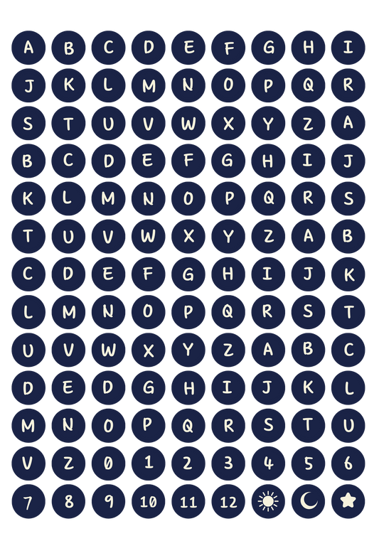 Alphabet Sticker Sheet - circle