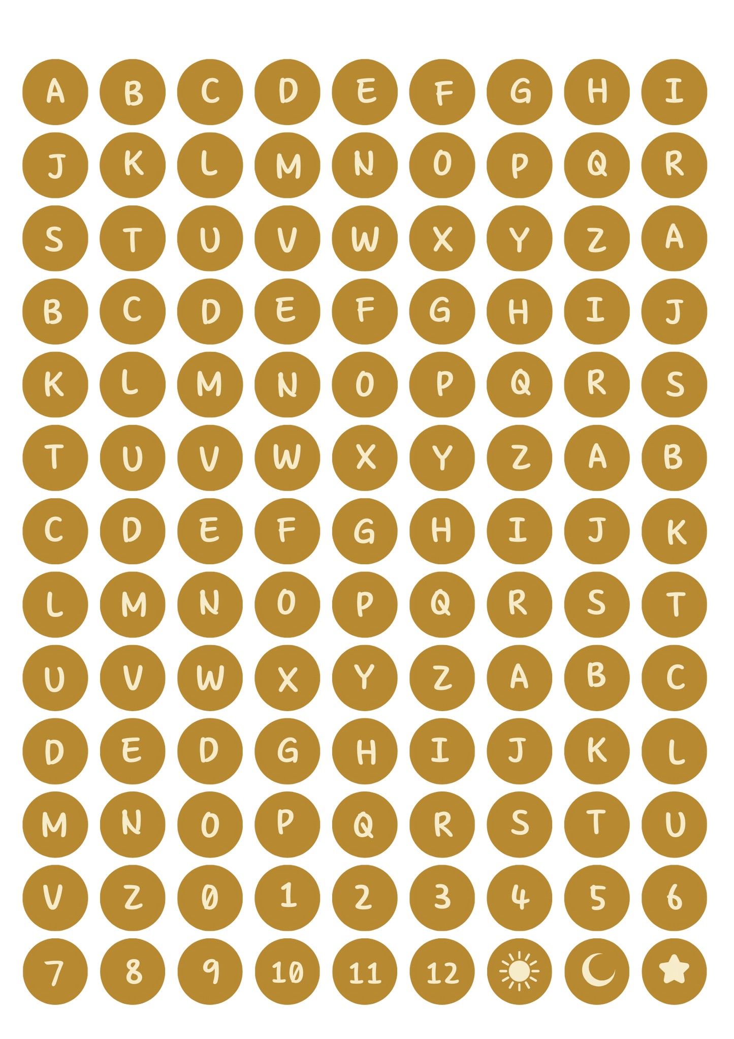 Alphabet Sticker Sheet - circle