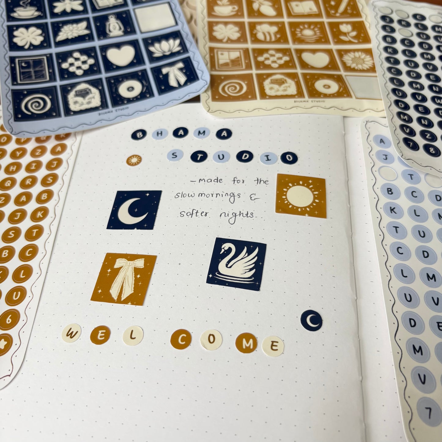 Calm Journaling Sticker Combo – Alphabets + Squares