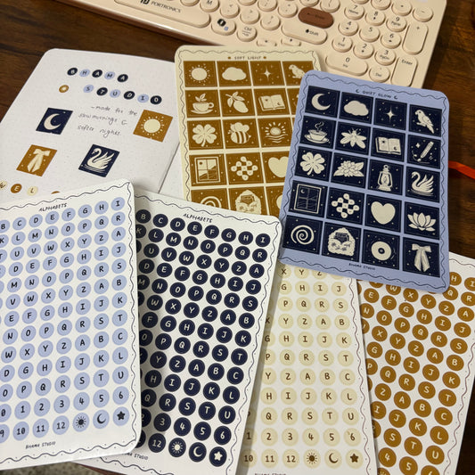 Calm Journaling Sticker Combo – Alphabets + Squares