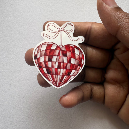 Season of Love – Hanging Checkered Heart Vinyl Sticker