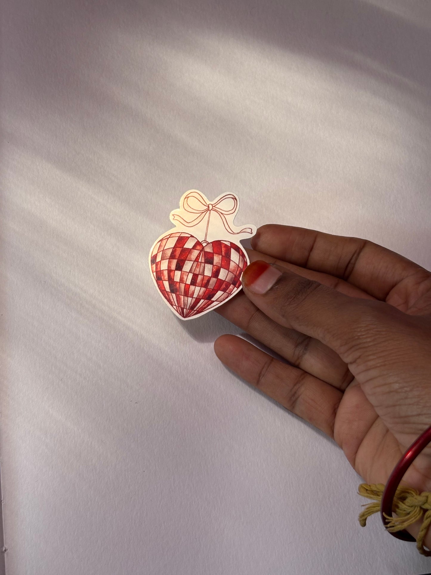 Season of Love – Hanging Checkered Heart Vinyl Sticker