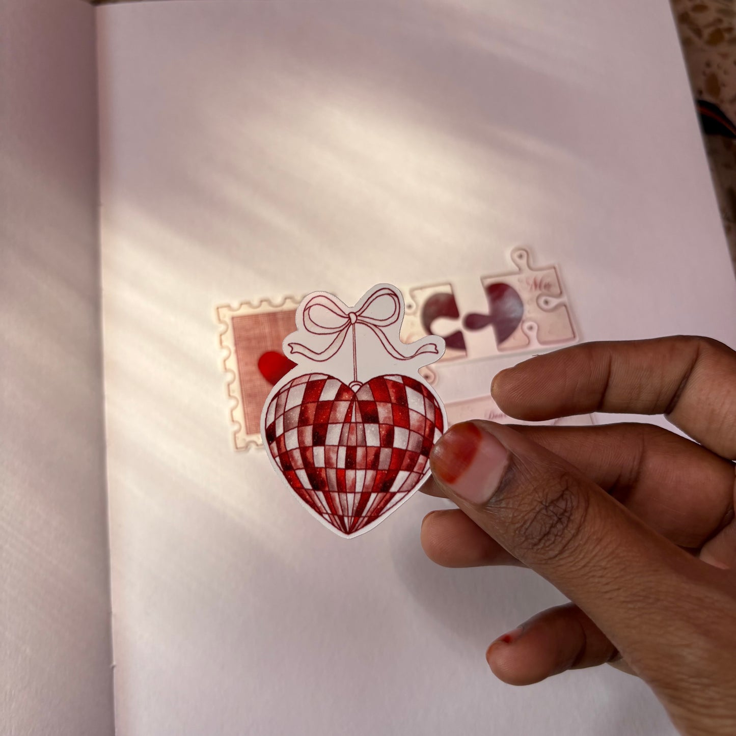 Season of Love – Hanging Checkered Heart Vinyl Sticker